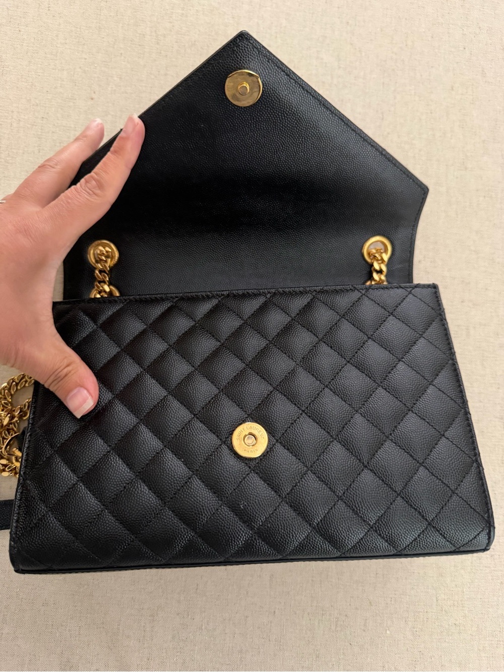Saint Laurent Black Quilted Leather Shoulder Bag with Gold Hardware - Picture 13 of 16
